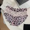Ropa Interior Estampado Leopardo para Mujer Encaje Sexy Pequeño Secreto Estilo Deseo Puro Tanga Francés Transpirable de Cintura Media