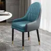 Silla de Comedor de Madera Maciza de Lujo Ligero, Mesa y Sillas de Isla, Cuero Genuino Moderno Simple de Gama Alta, Silla de Hotel Simple y Duradera con Respaldo