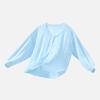 Camiseta Infantil Fina para Ar Condicionado Tipo Recorte a Top de Tricô de Algodão de Manga Comprida Verão Roupa de Proteção Solar Cardigã Respirável para Bebê