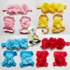 L164 Set de Flor de Cabeza y Flor de Pie Europeas y Americanas Banda para el Cabello de Flor de Chifón Cosida a Mano Adorno para la Cabeza de Bebé Niños Diadema