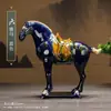 Caballo Tang Sancai Caballo de Cerámica Año del Caballo Adorno Regalo Nacional Artesanía de Caballo Regalo Decoración de Sala de Estar Adorno para el Hogar Seis Caballos