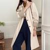 Abrigo trench Lehu estilo coreano elegante simple con solapa para mujer 2023 otoño nuevo casual suelto abrigo largo 6129