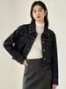 Chaqueta Corta de Mezclilla Xinge Estilo Retro de Contraste con Puntadas de Color Cintura Alta Ajustada Versátil para el Trabajo Top de Mezclilla En Stock