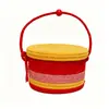 Cesta de Almacenamiento Tejida de Contraste de Color Retro con Asa y Tapa para Escritorio del Hogar, Artículos Varios, Bocadillos y Juguetes