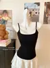 Nuevo Top de Tirantes Sexy de Encaje para Mujer, Estilo Spicy Girl, Nicho, Falso Dos Piezas, Espalda Hermosa, Chaleco de Capa Base sin Mangas para Verano