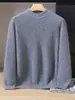 Nueva camiseta base de punto de cachemira para otoño e invierno, moderna, suave, cómoda, color liso, jersey, cuello medio alto simple para hombre
