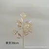 Eucalipto Único Pequeno em Forma de Leque Dourado e Prateado, Série Pequena de Orquídeas de Seda, Acessórios de Balde da Fortuna, Flores Artificiais para Decoração de Casa