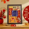 Ornamento Criativo de Porta-Retrato com Texto em Caligrafia, Nova Pintura Decorativa de Mesa Estilo Chinês com Fotos Facilmente Trocáveis, Presente de Inauguração