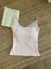 Camisola Chaleco de Encaje Patchwork Deseo Puro Estilo Coreano para Mujer Verano Nuevo Estilo Cintura Plisada Adelgazante Almohadillas para el Pecho Integradas Ropa Interior 2615