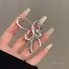 Presilha de Metal Grande Prateada para Cabelo Grosso, Presilha de Garra Geométrica, Acessório de Cabelo, Presilha Tubarão Coreana