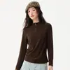 Sudadera Térmica de Media Cremallera con Cuello Alto para Mujer, Otoño e Invierno, Ceñida a la Cintura, Adelgazante, Camiseta Base de Capa Interior, Cuello Semi-Alto, Ropa Exterior, Top de Tejido Cepillado