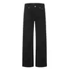 Calça Jeans Reta Retro Americana 11KN Preta para Homens e Mulheres Solta Simples Básica Tendência de Rua Casual Perna Larga