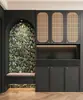 Estrutura de Madeira Não Pintada e Revestida Porta com Trançado de Rattan, Porta de Armário com Painel, Estética Medieval, Porta Esqueleto Estilo Chinês