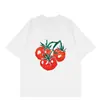 Algodón Puro Tomate Graffiti Estilo Americano Graffiti Nicho Impresión Creativa Camiseta Holgada de Manga Corta Unisex