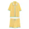 Estilo Europeu e Americano Amazon Aliexpress Popular Moda Tendência Versátil Tendência Listrada Camisa Polo Jaqueta de Tricô Conjunto