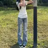 Jeans Americanos de Calle de Tiro Bajo Micro-Campana para Mujer Verano Nuevo Diseño Picante Chica Sentido de Diseño Nicho Ajustados Versátiles Elásticos