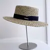 Sombrero Tejido de Tres Pliegues Moda Protección Solar Sombrero de Paja para Mujer Verano Nuevo Estilo Vacaciones Salida a la Playa Sombrero de Regalo Protección Solar Sombrero Parasol