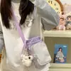 Bolsa dulce estilo japonés para mujer, bolsa casual para botella de agua de viaje con bloques de color dopamina, almacenamiento de auriculares, bolso cruzado ins versión coreana