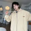 Sudadera casual de primavera para hombre, corte holgado, estilo oversized, talla grande para adolescentes y hombres más corpulentos, chaqueta con cremallera
