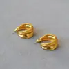 Pendientes Asimétricos Hechos a Mano con Partículas de Arenisca, Chapados en Oro de Latón Retro de Nicho Francés, con Cierre de Plata 925 en Forma de C