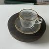 Juego de Taza de Té Roja y Vaso de Café Seis Tazas Seis Platillos Patrón Vertical Transfronterizo Patrón en Relieve Taza de Café Taza de Té Negro