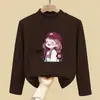 Camiseta Interior Térmica Suave de Media Altura para Niños de Primavera y Otoño, Top de Manga Larga Estampado para Niñas de Otoño e Invierno, Top Cálido de Moda