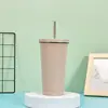 Nueva Taza Térmica de Acero Inoxidable 304 Oficina Coche Taza de Café Portátil Simple Creativa Taza con Popote al Vacío Venta al Por Mayor