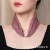 Cachecol Pequeno de Seda Elegante com Fivela Magnética para Uso Diário, Cachecol Decorativo de Luxo Leve, Cachecol Feminino Novo Leve, Confortável e Respirável