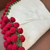Manta com Buquê de Rosas Acabada Xale de Crochê em Lã Feito à Mão para Aniversário da Namorada, Dia dos Namorados Chinês e Presente para o Dia do Professor