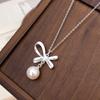 Collar de Lazo de Perla Shijia de Imitación de Plata de Ley S925, Lujo Accesible y Cadena de Clavícula de Alta Gama para Tu Novia en el Día de San Valentín