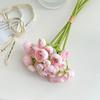 Ramo de Loto Artificial de 8 Cabezas Atado a Mano, Rosa Camelia, Ramo Atado a Mano de Flores Artificiales, Ramo de Novia