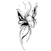 Adesivo de Tatuagem Flor da Lua Borboleta Escura Preto e Branco Esboço Flor Braço Adesivo Impermeável Duradouro Halloween Adesivo de Tatuagem
