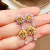 Venta al por mayor de fábrica Pendientes Populares de Zafiro de Color Natural Plata S925 Incrustados Piedra Principal 4*5 Joyería de Lujo Venta Directa de Fábrica