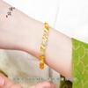 Lin Er Mismo Estilo Tienda de Oro Mismo Estilo Oro Arena Cepillado Flor de Diamante Pulsera de Cinta para Mujer Lujo Ligero Vintage Pulsera de Alta Gama