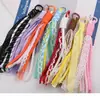 Miu Encaje Cuadros Encaje Corto Lanyard para Teléfono Móvil Llavero de Muñeca Hecho a Mano DIY Joyería Pequeños Accesorios