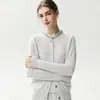 Cárdigan de cachemira con adornos de diamantes para mujer, nuevo estilo otoño e invierno 2025, elegante y versátil, chaqueta de punto simple con cuello redondo
