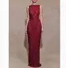 Amazon Verão Europeu e Americano Transfronteiriço Novo 2026 Vestido Elegante sem Mangas com Lantejoulas, Corte Slim, Zíper nas Costas e Fenda para Mulheres