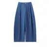 Calça de cintura alta com perna reta, corte curvo, nova coleção de outono, silhueta estilo montanha, calça feminina casual e versátil com caimento relaxado e fluido, e um toque esportivo.