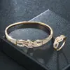 Estilo Coreano Personalidad Simple Conjunto de Anillo y Pulsera para Dama Brillante Micro Circonita Baño de Oro Real Suministro Directo de Fábrica