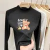 Blusa térmica infantil com forro de fleece, nova coleção outono/inverno 2026, estilo coreano, gola alta da moda, camiseta de manga comprida com forro de fleece
