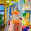 Chaveiro de pato amarelo transparente de acrílico de desenho animado, pingente de boneca fofa para celular de menina, acessórios de pingente para pulseira