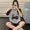 Novos Pijamas Estilo Coreano para Mulheres, Verão Estilo Cartoon Ins, Roupa de Casa Casual de Algodão Penteado para Meninas e Estudantes, Manga Curta, Pode Ser Usado Fora