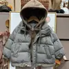 Chaqueta de Algodón Grueso Estilo Coreano de Invierno 2026 para Niños y Niñas, Ropa Exterior Falsa de Dos Piezas, Ropa de Algodón para Bebés y Niños, Chaqueta de Algodón Acolchada Cálida de Invierno