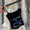 Camisola Nueva de Verano para Mujer con Diseño de Estampado de Dibujos Animados Sin Mangas Almohadilla en el Pecho Ajuste Delgado Delgado Parte Superior para Usar por Dentro o por Fuera