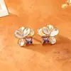 Pendientes de Botón de Flor de Circonita Geométrica Super Brillantes Accesorios de Pendientes Estilo Hada Dulce Fresco Adornos Versátiles de Moda de Gama Alta
