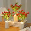 Lámpara de noche LED de simulación de fruta, flor artificial de plástico, ramo de planta verde, lámpara de maceta creativa, decoración de restaurante y hogar