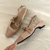 Primeiro Encontro com as Sandálias de Salto Grosso com Camélia de Costas Abertas e Bico Quadrado da Estação para Mulheres, Sapatos Mary Jane Plataforma, Sapatos de Salto Único Elegantes para o Estilo de Deslocamento de Primavera e Outono