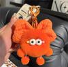 Pingente de Bola de Carvão Pequeno com Arco de Cabelo de Coelho Rex Bonito Pequeno Pingente de Chaveiro de Bola de Carvão Bolsa Feminina Pingente Pingente