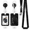 Porta Credencial de Trabajo con Patrón de Mármol, Cordón, Correa para el Cuello, Clip Retráctil, Insignia de Empleado UV, Porta Tarjeta de Identificación, Porta Tarjeta de Autobús