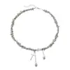 Collar con Colgante Irregular Geométrico de Corazón CCB Elegante de Gama Alta Europeo y Americano Gargantilla de Plata Joyería de Fiesta para Mujeres
